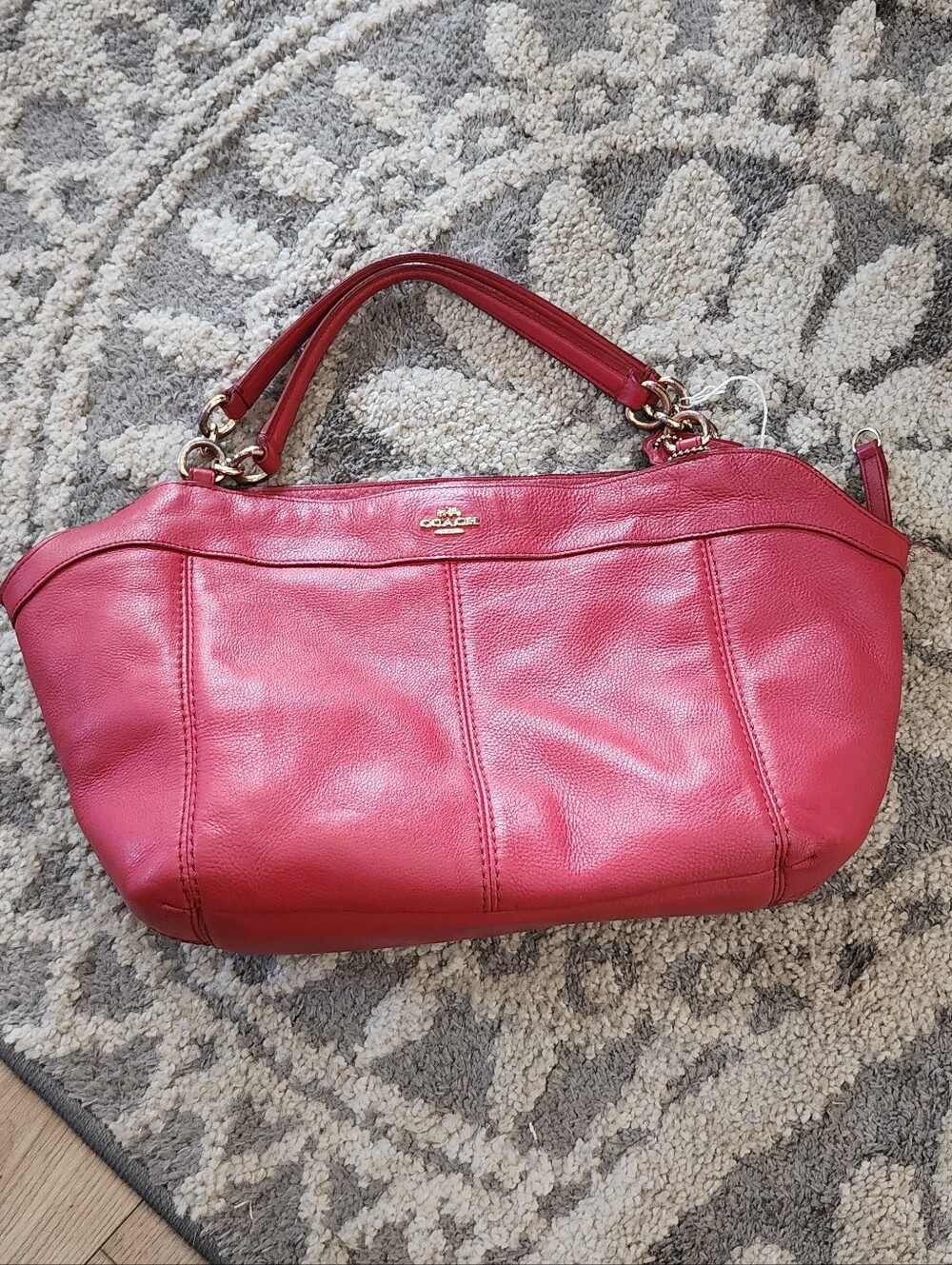 Coach Pebbled Leather Shoulder Bag in Raspberry Red